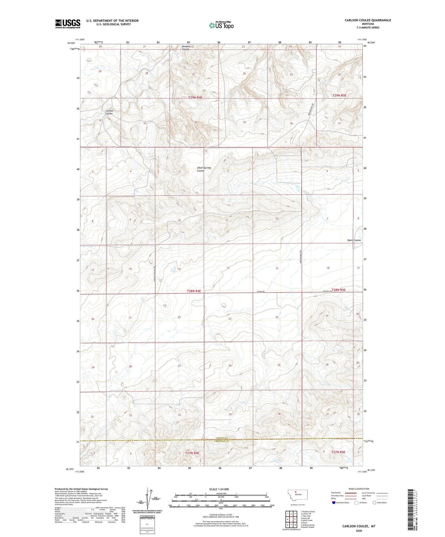 Carlson Coulee Montana US Topo Map Image