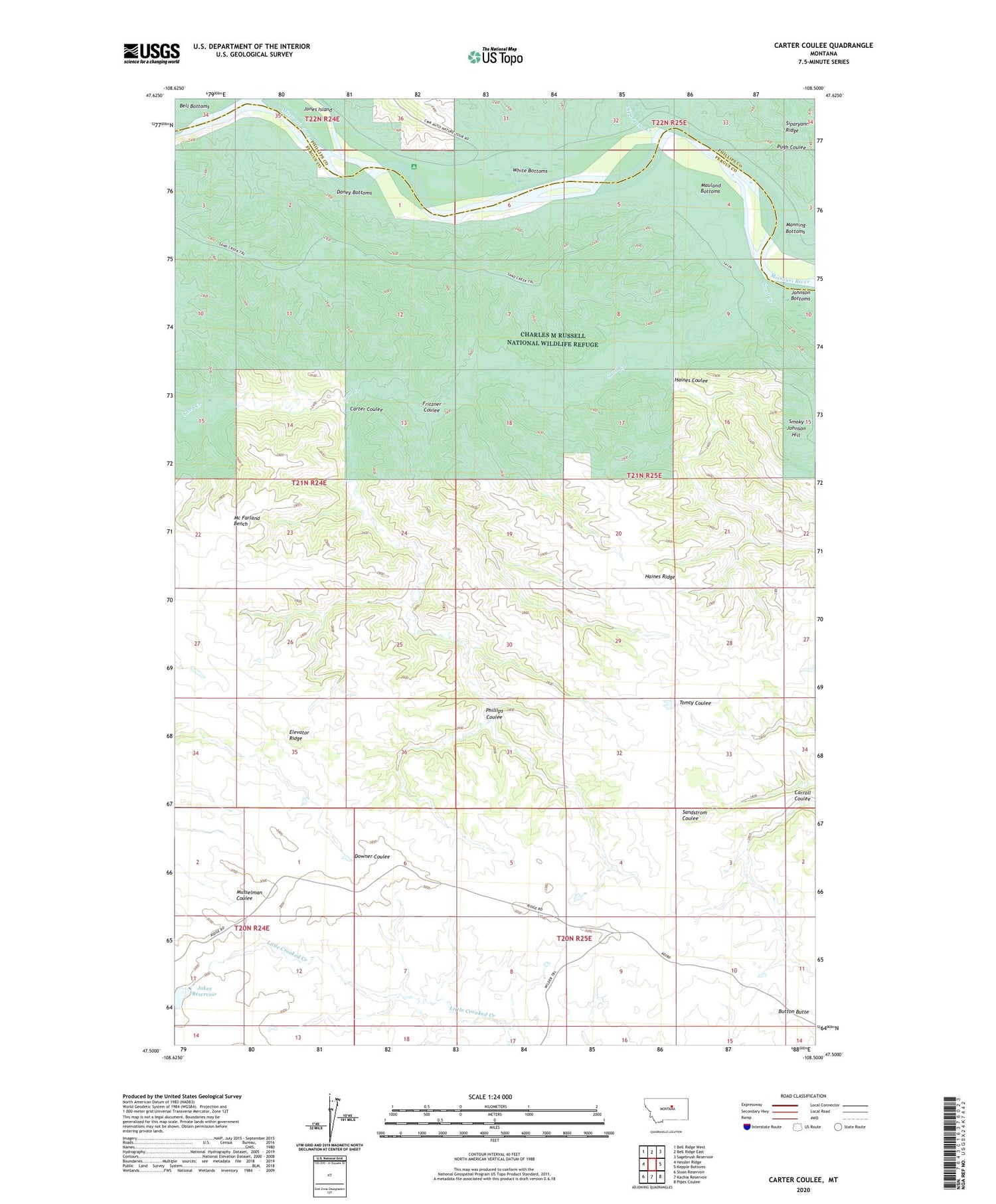 Carter Coulee Montana US Topo Map Image