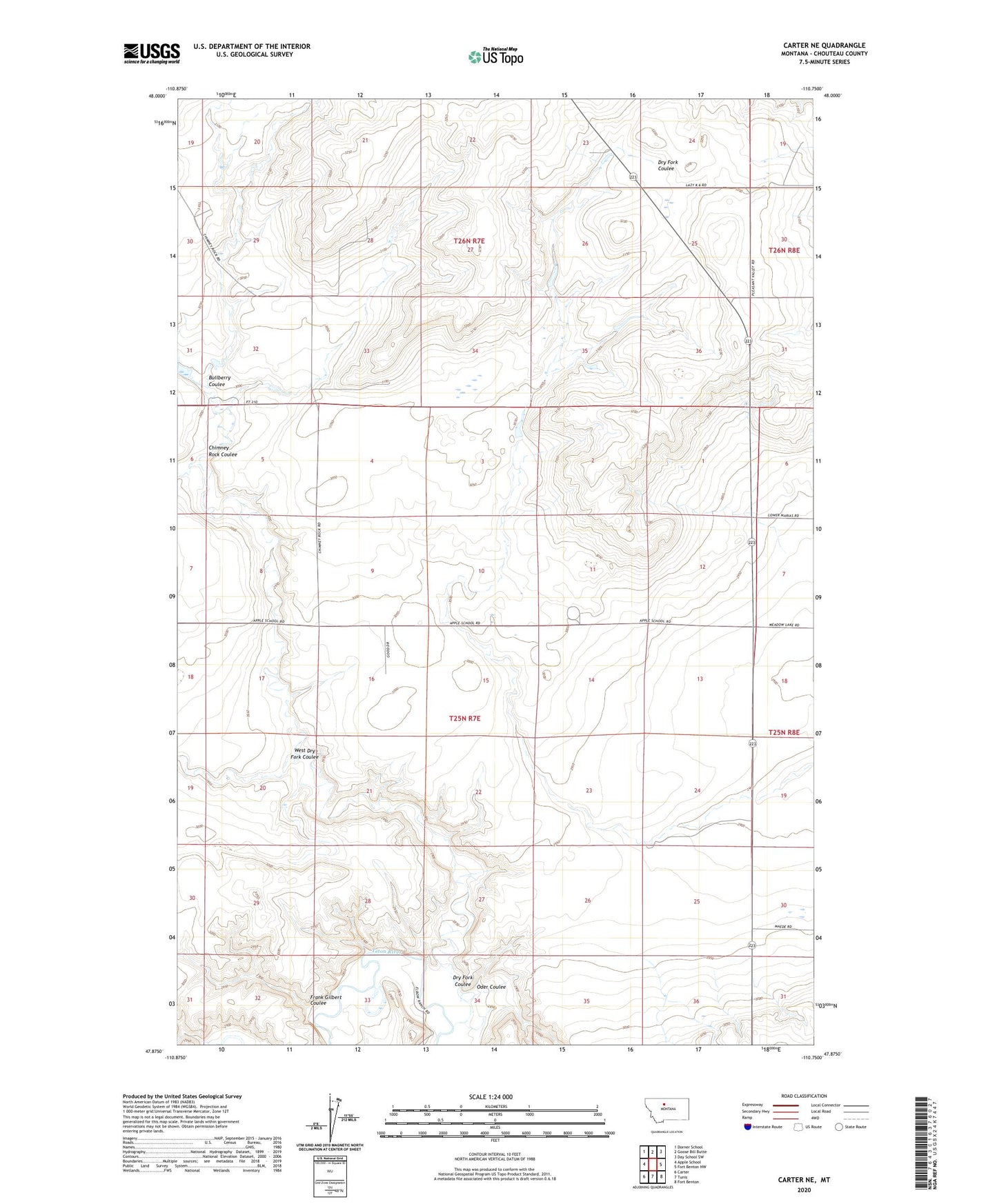 Carter NE Montana US Topo Map Image