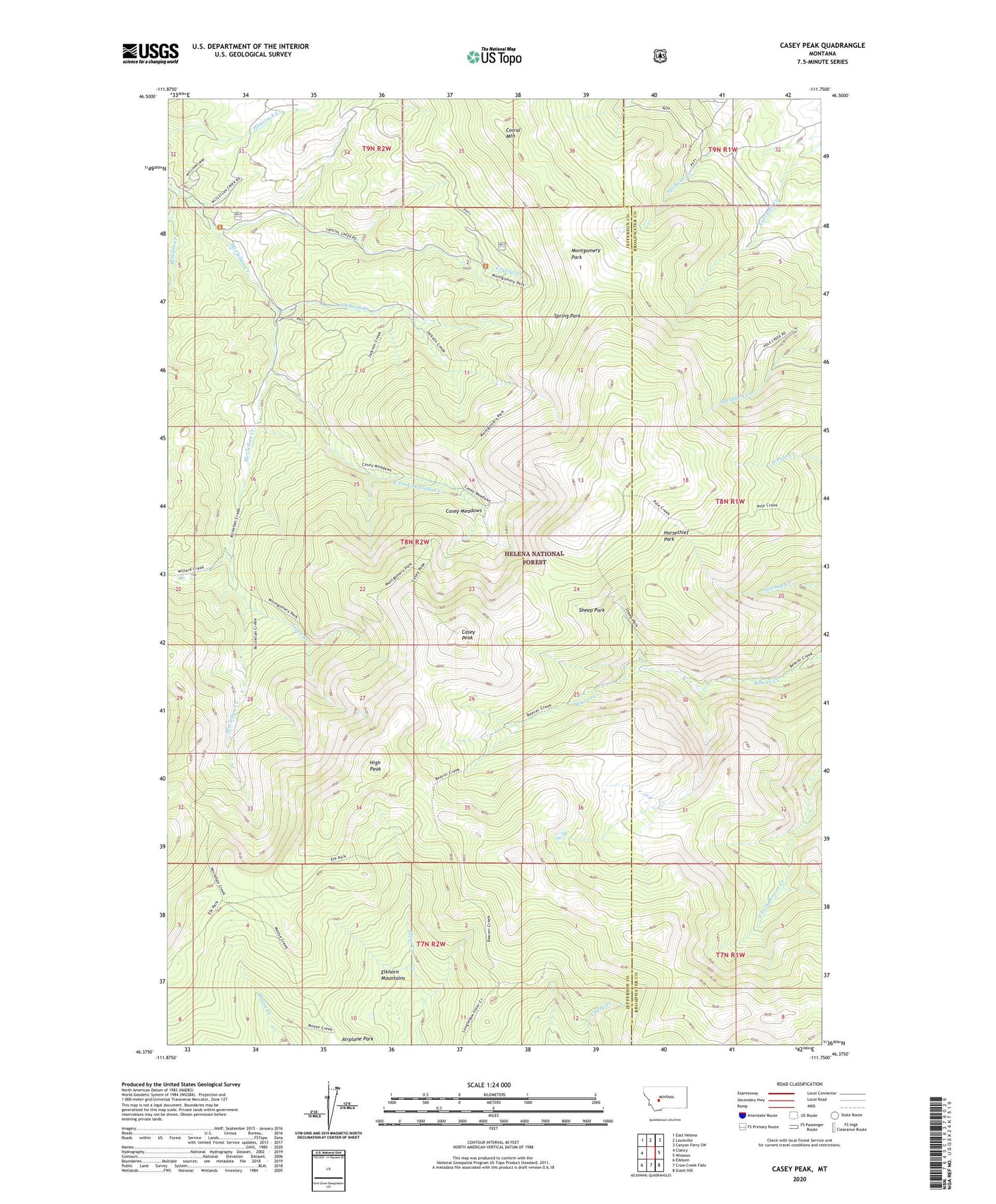 Casey Peak Montana US Topo Map Image