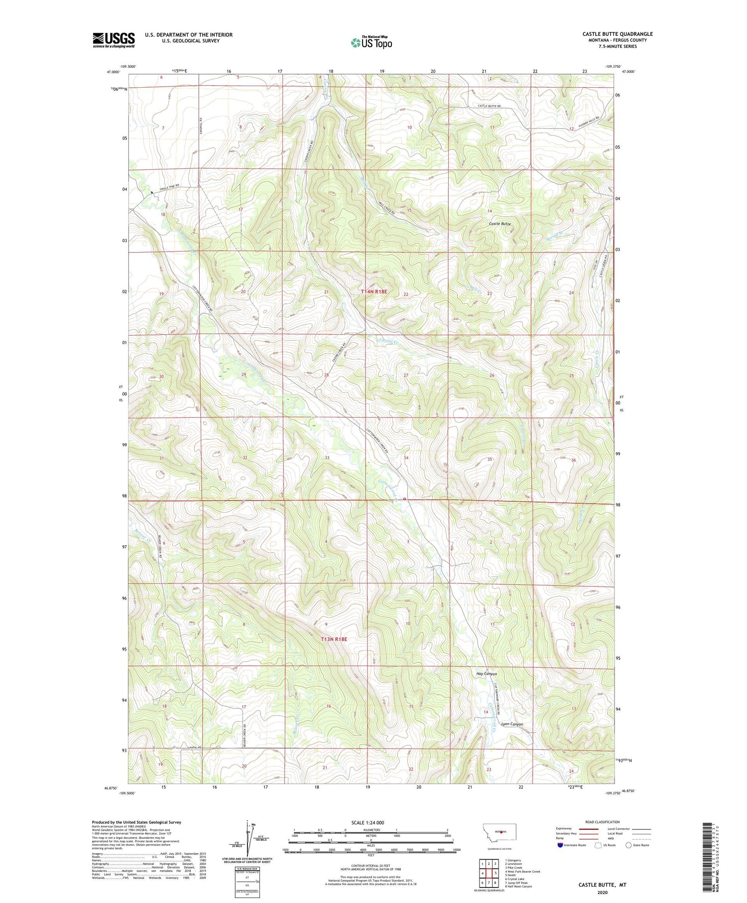 Castle Butte Montana US Topo Map Image