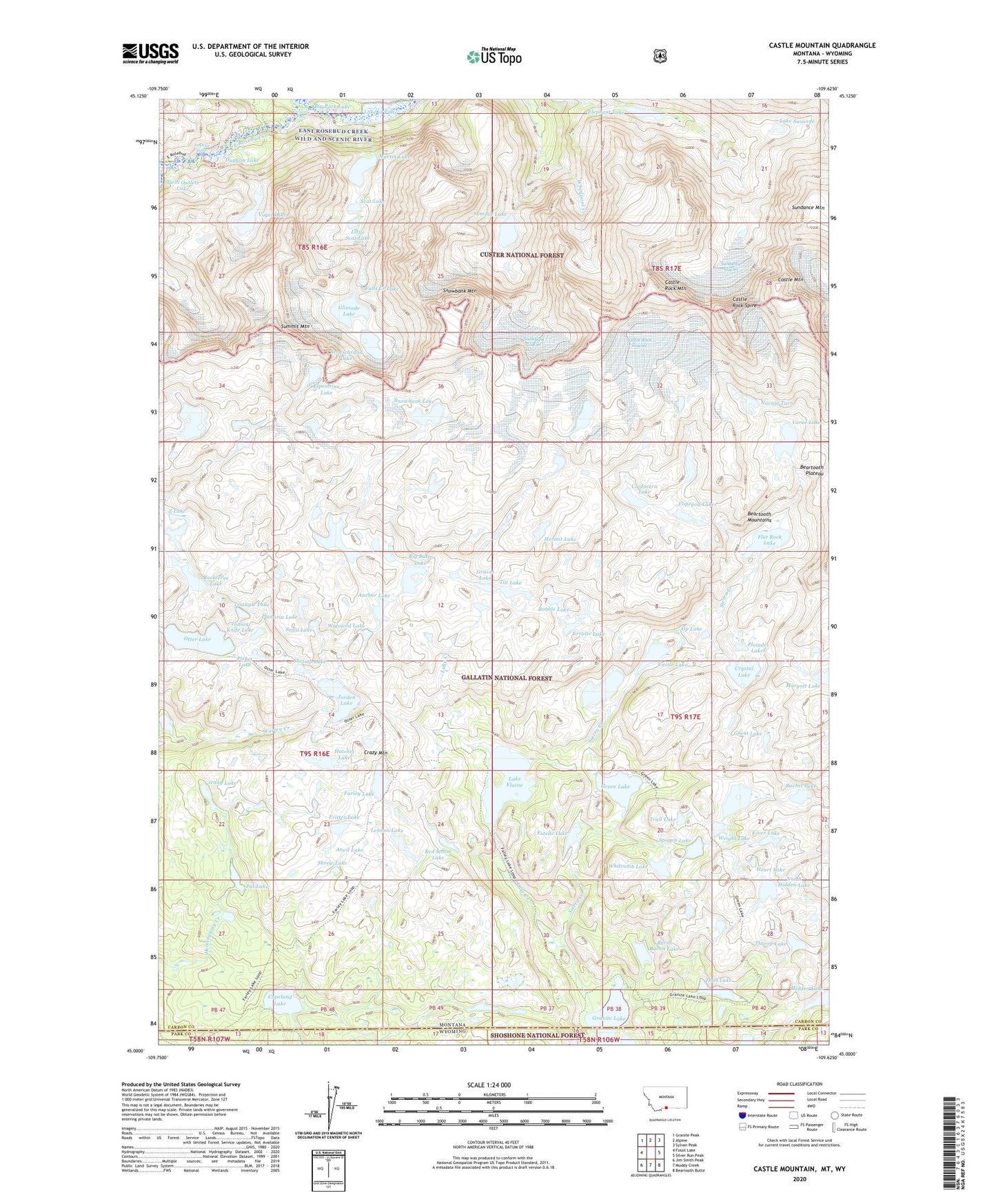 Castle Mountain Montana US Topo Map Image