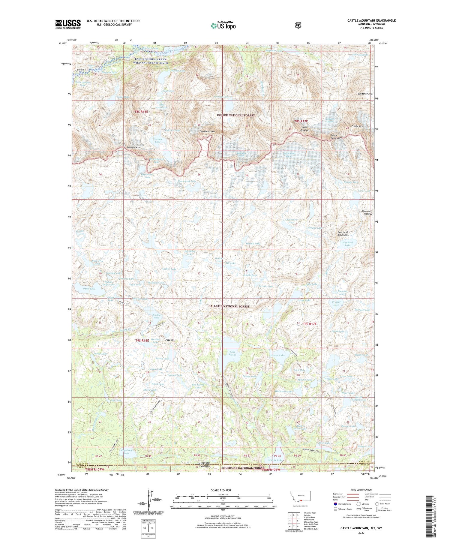 Castle Mountain Montana US Topo Map Image