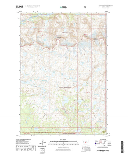 Castle Mountain Montana US Topo Map Image