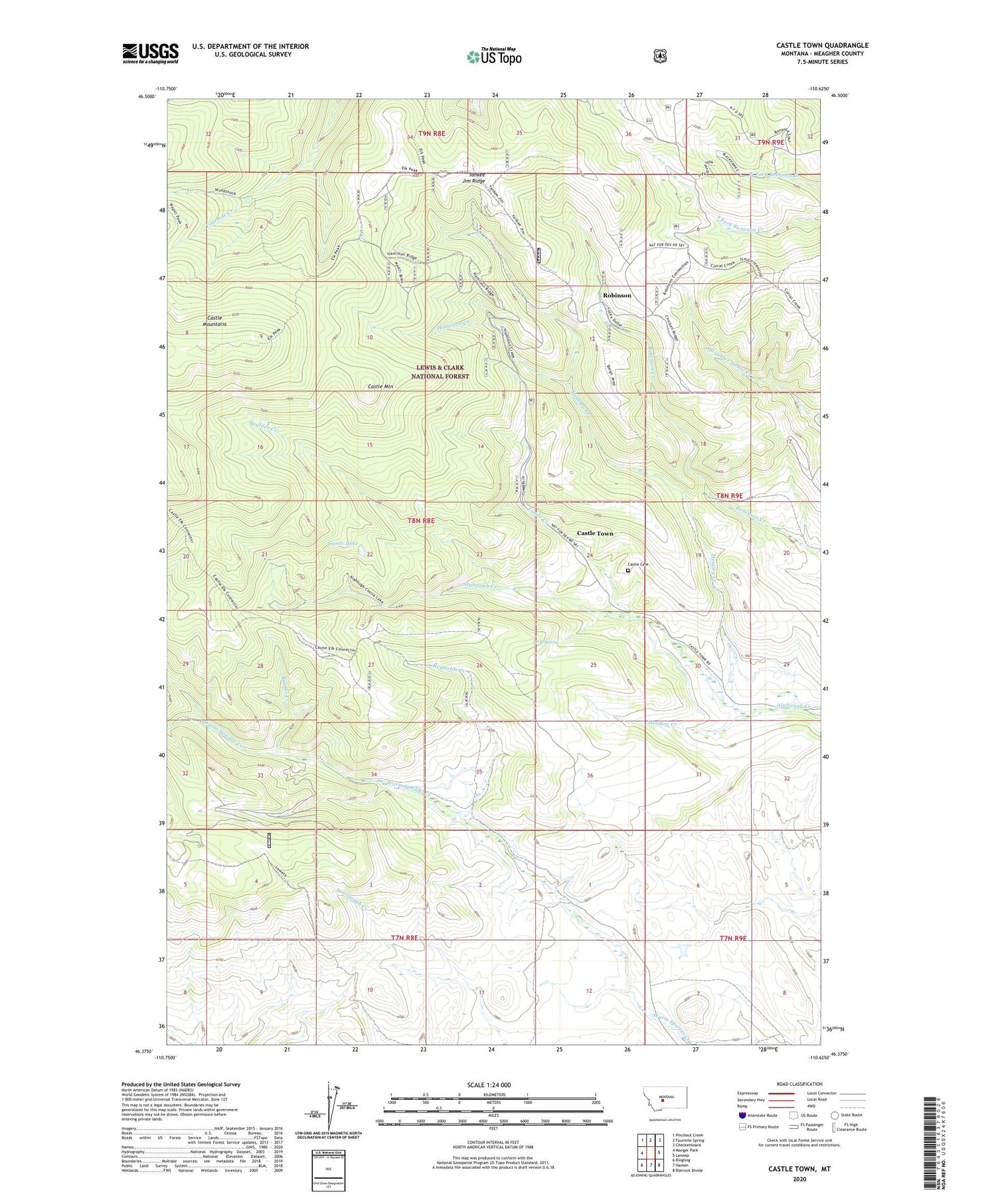 Castle Town Montana US Topo Map Image
