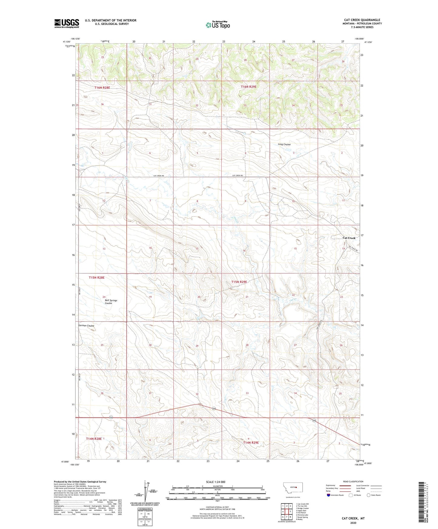 Cat Creek Montana US Topo Map Image