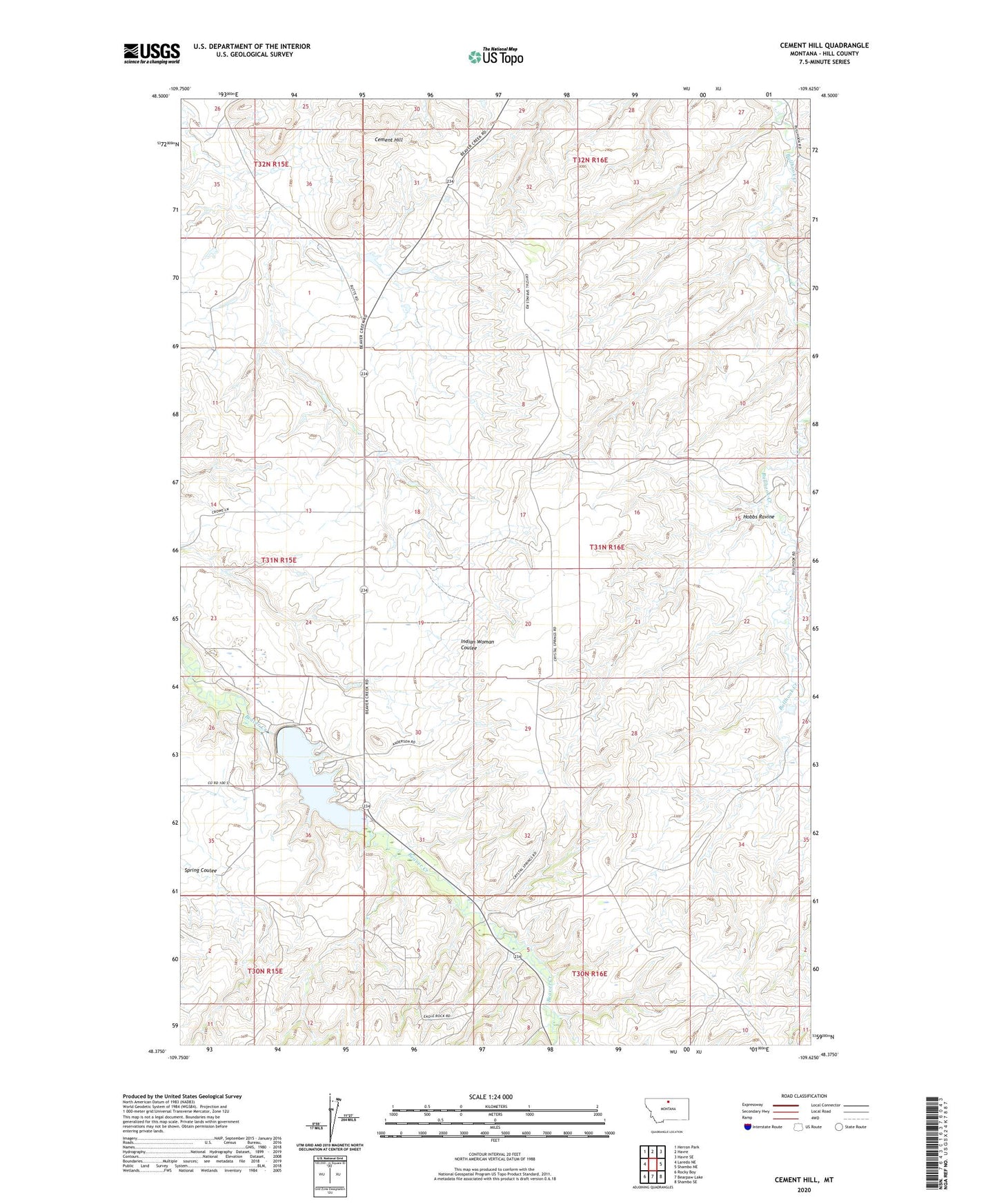 Cement Hill Montana US Topo Map Image