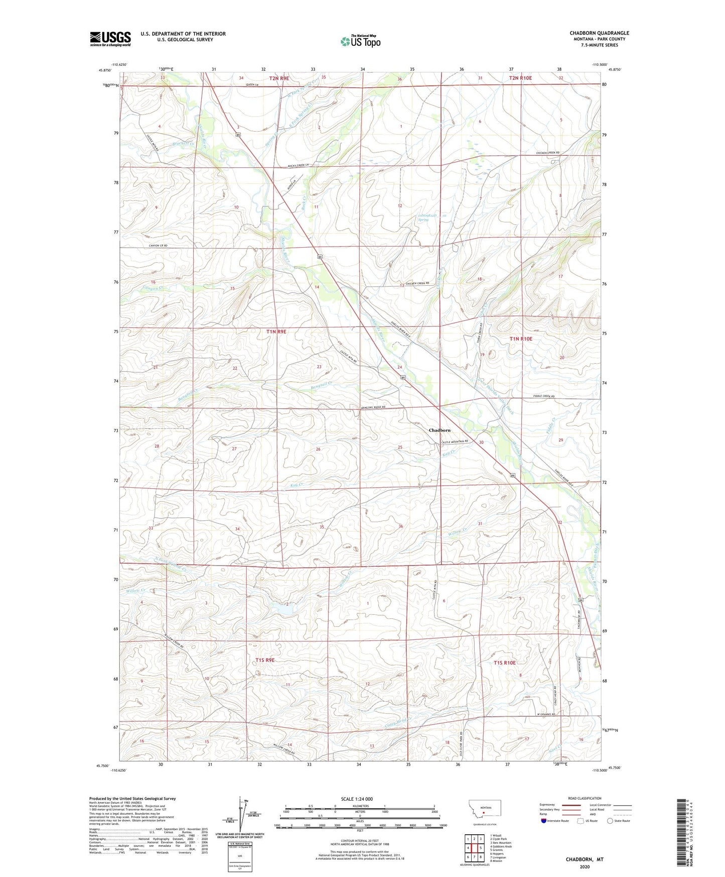 Chadborn Montana US Topo Map Image