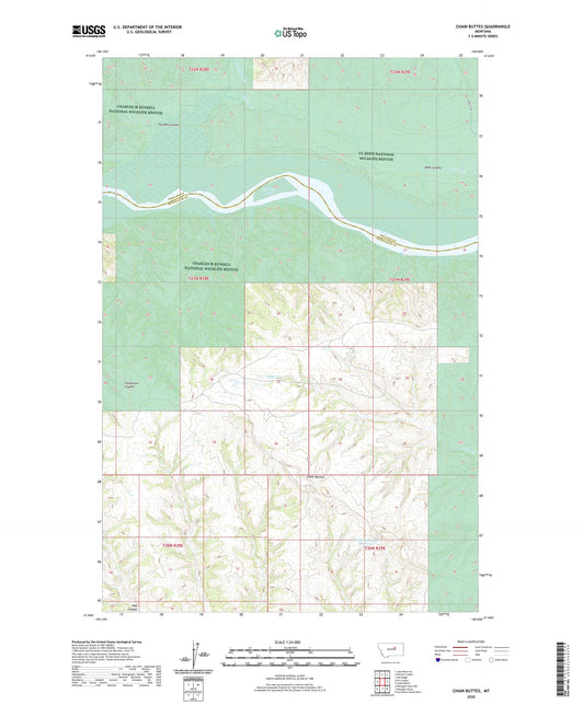 Chain Buttes Montana US Topo Map Image