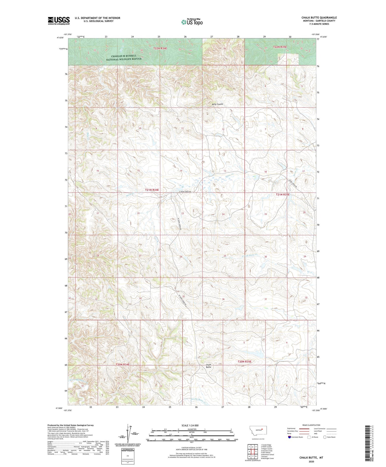 Chalk Butte Montana US Topo Map Image