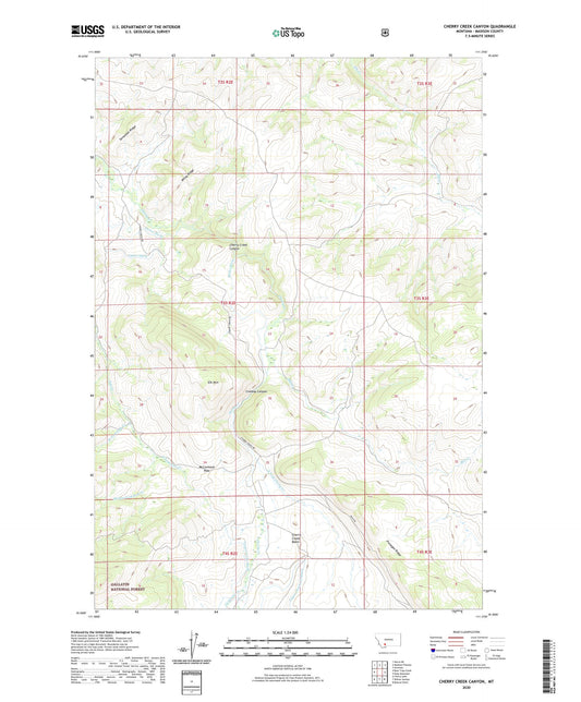 Cherry Creek Canyon Montana US Topo Map Image