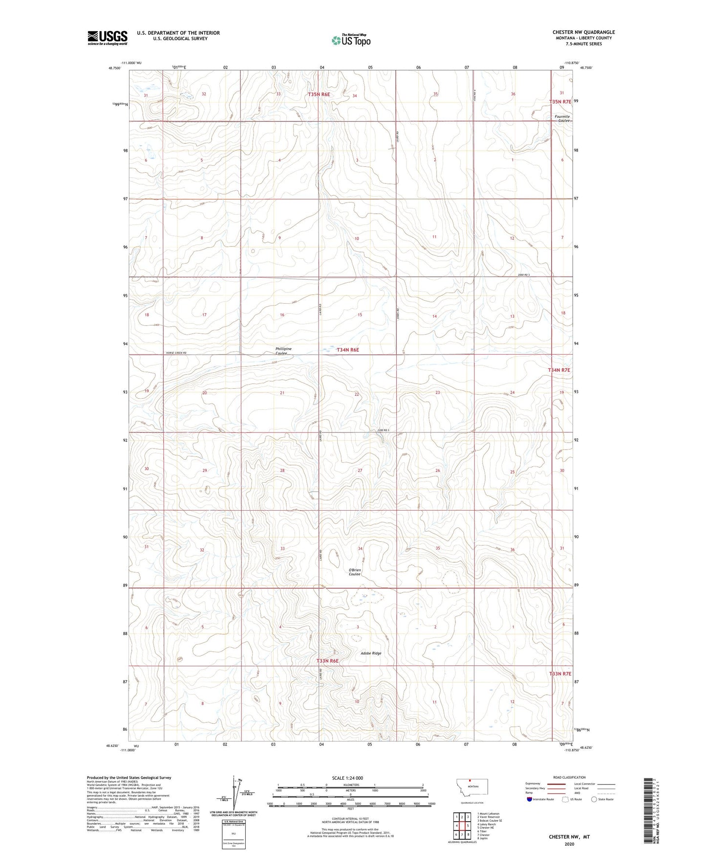 Chester NW Montana US Topo Map Image