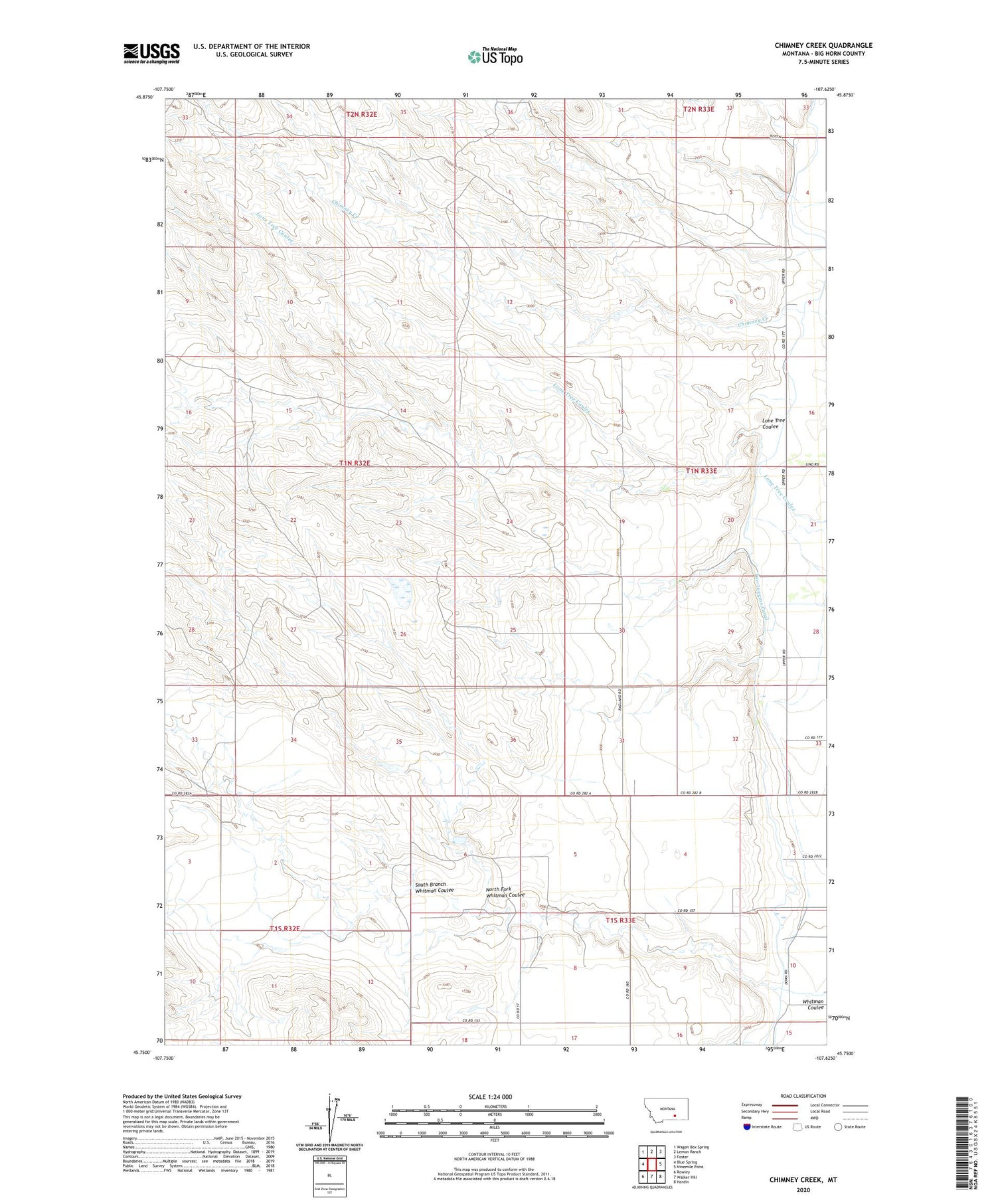 Chimney Creek Montana US Topo Map Image