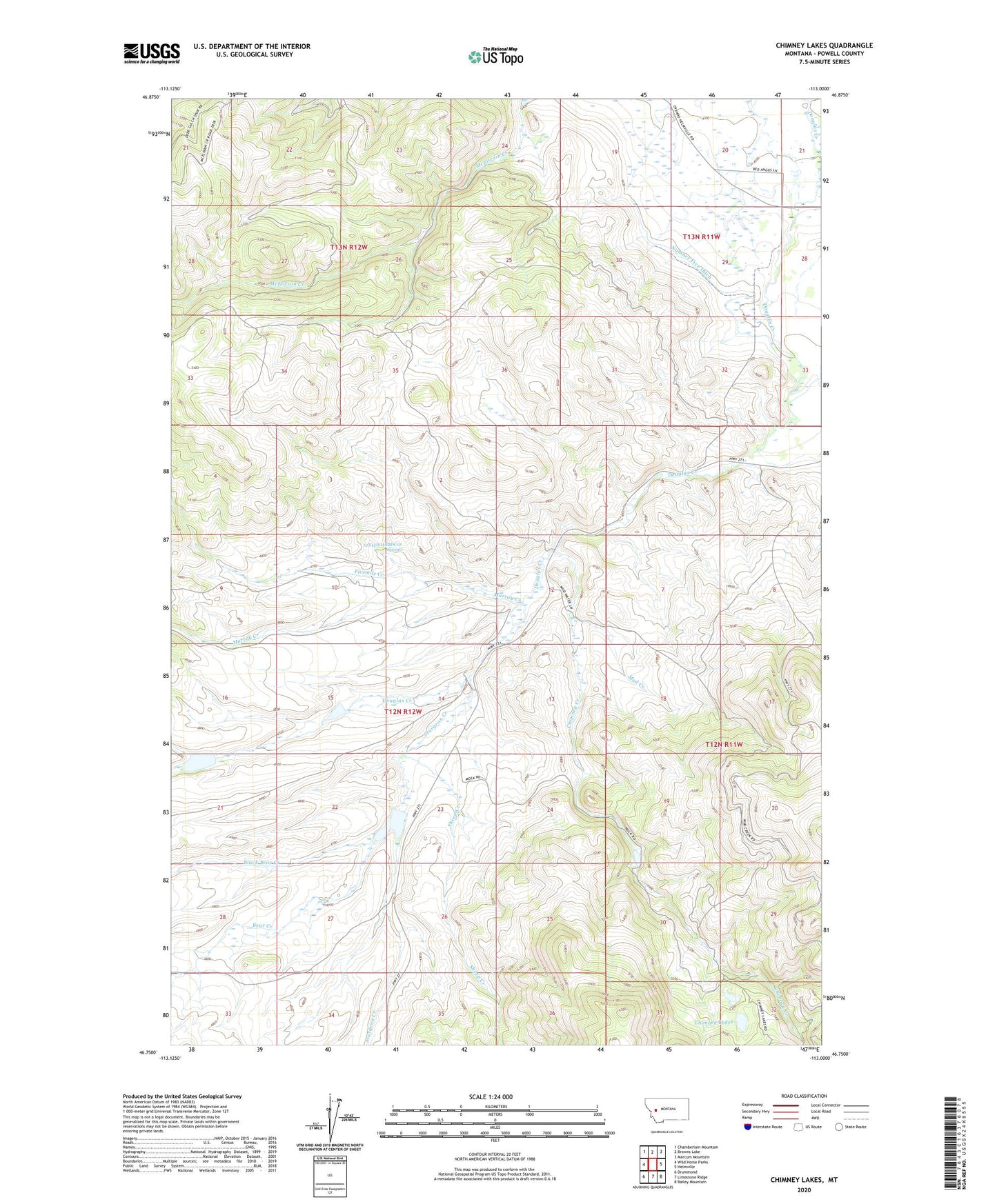 Chimney Lakes Montana US Topo Map Image