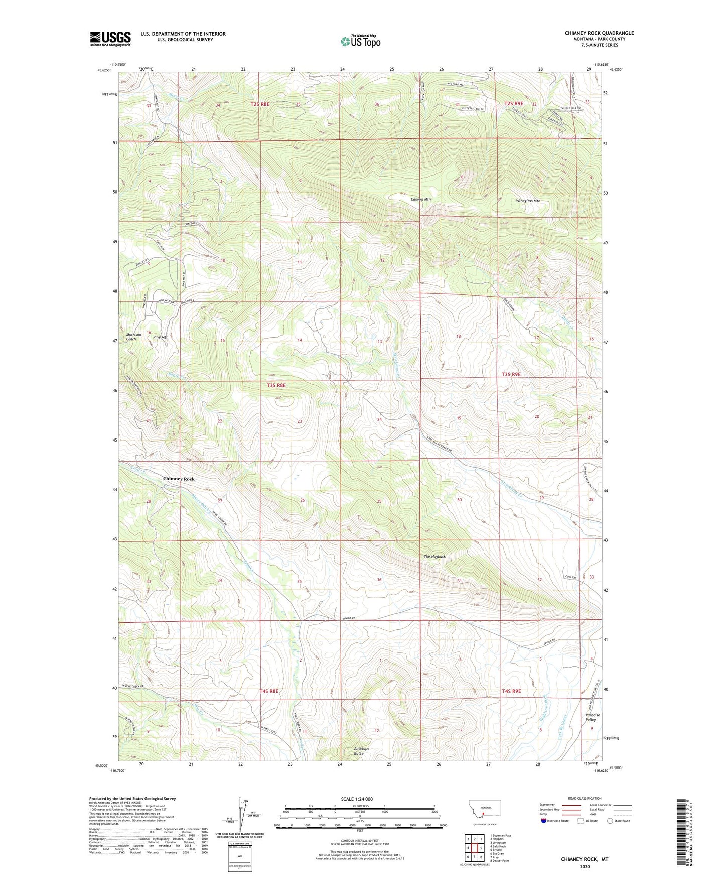 Chimney Rock Montana US Topo Map Image