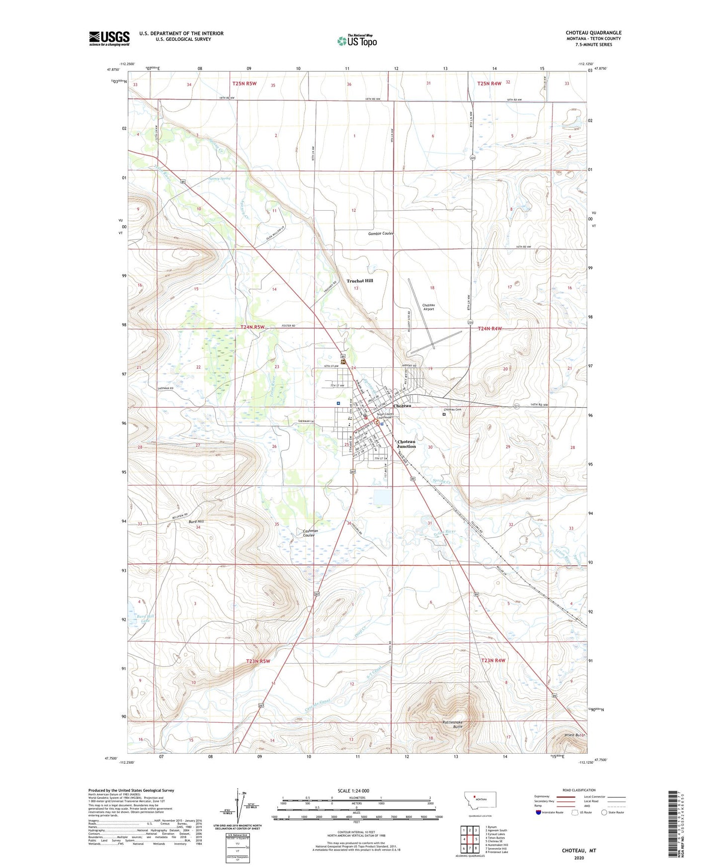 Choteau Montana US Topo Map Image