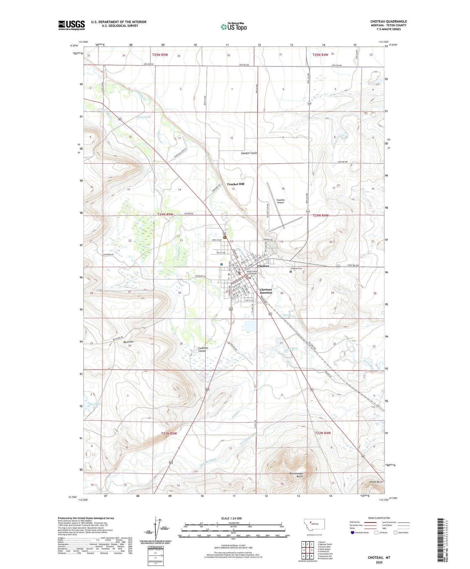 Choteau Montana US Topo Map Image