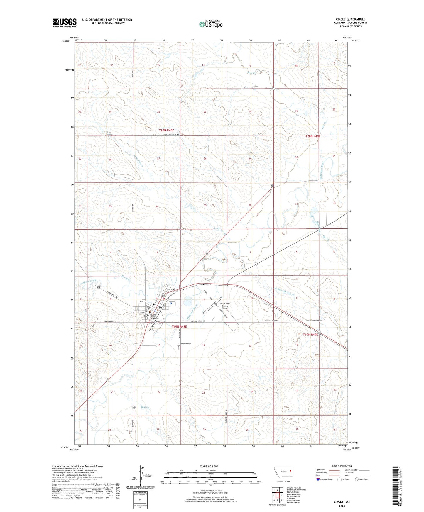 Circle Montana US Topo Map Image