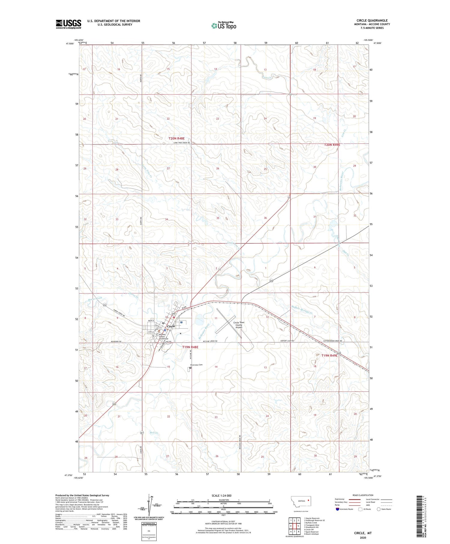 Circle Montana US Topo Map Image