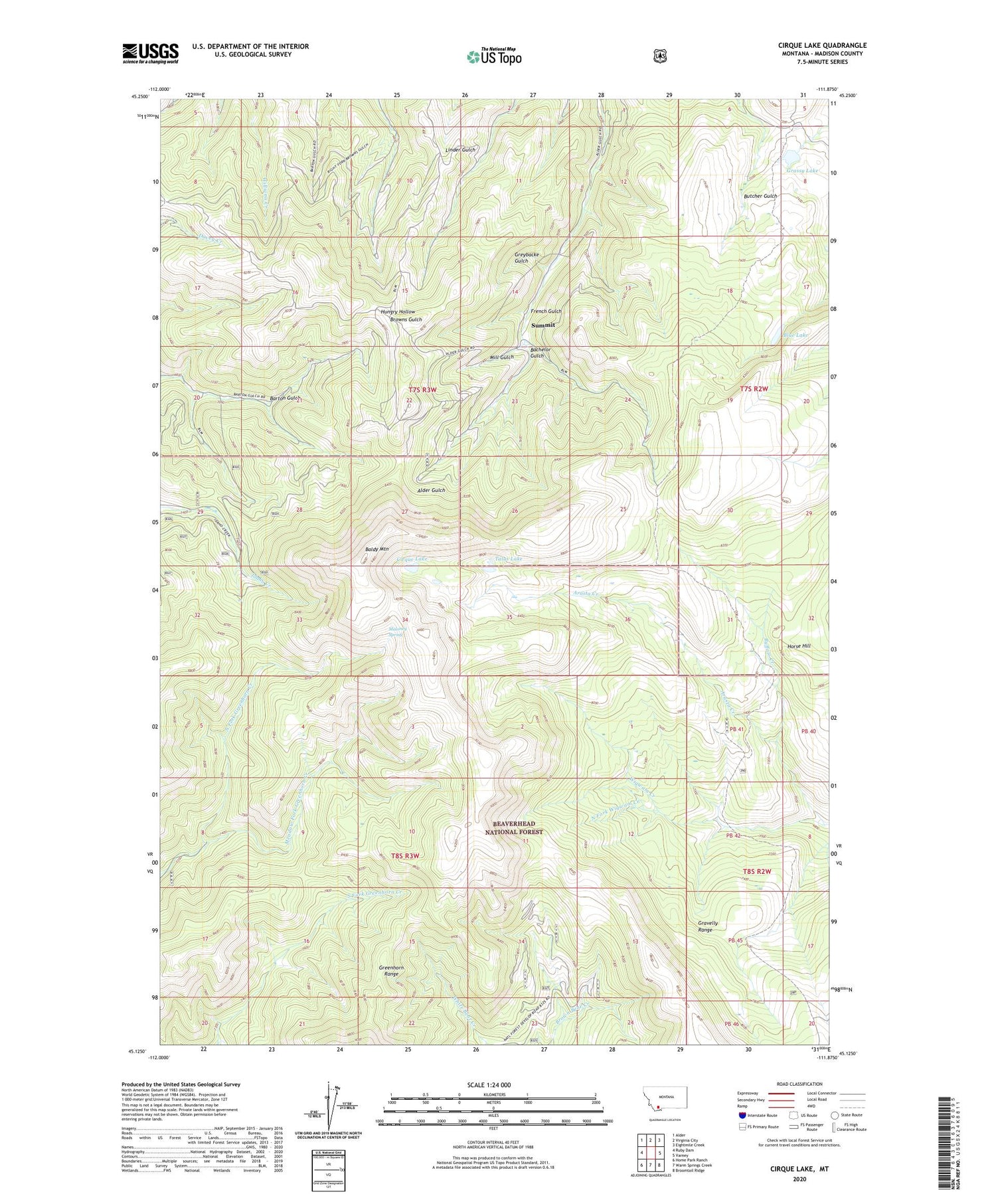Cirque Lake Montana US Topo Map Image