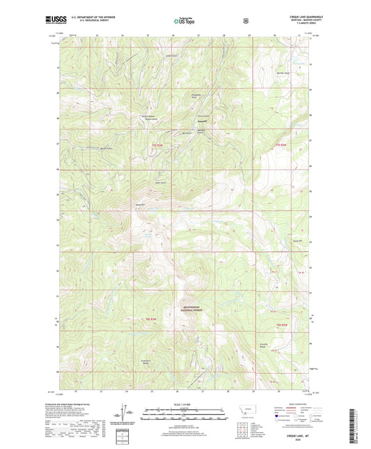 Cirque Lake Montana US Topo Map Image