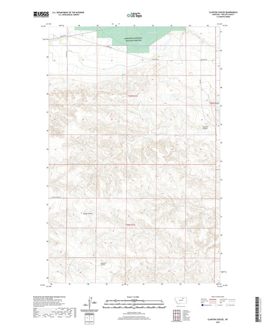 Clanton Coulee Montana US Topo Map Image