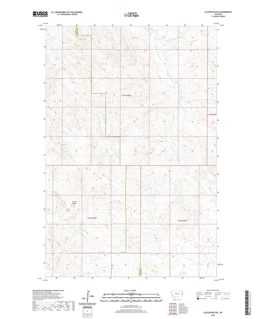 Cluster Buttes Montana US Topo Map Image