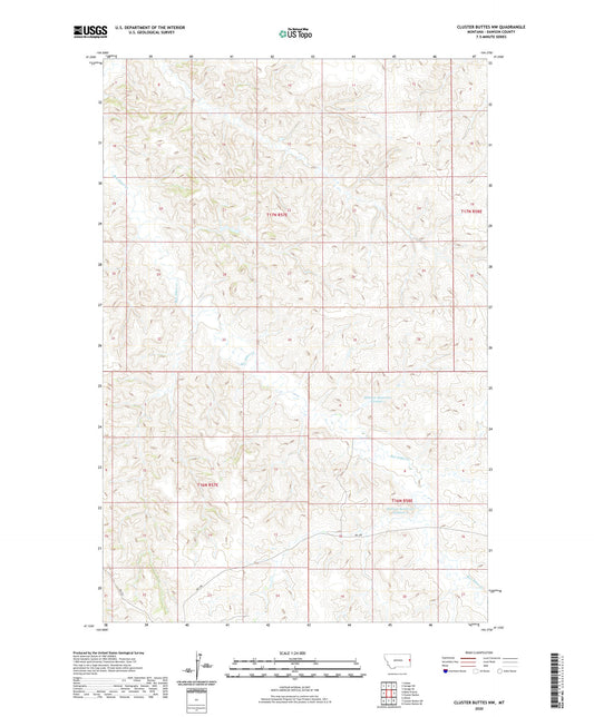 Cluster Buttes NW Montana US Topo Map Image