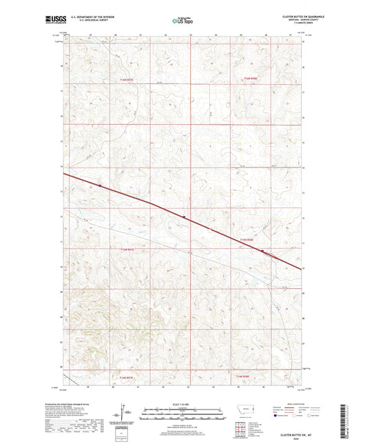Cluster Buttes SW Montana US Topo Map Image