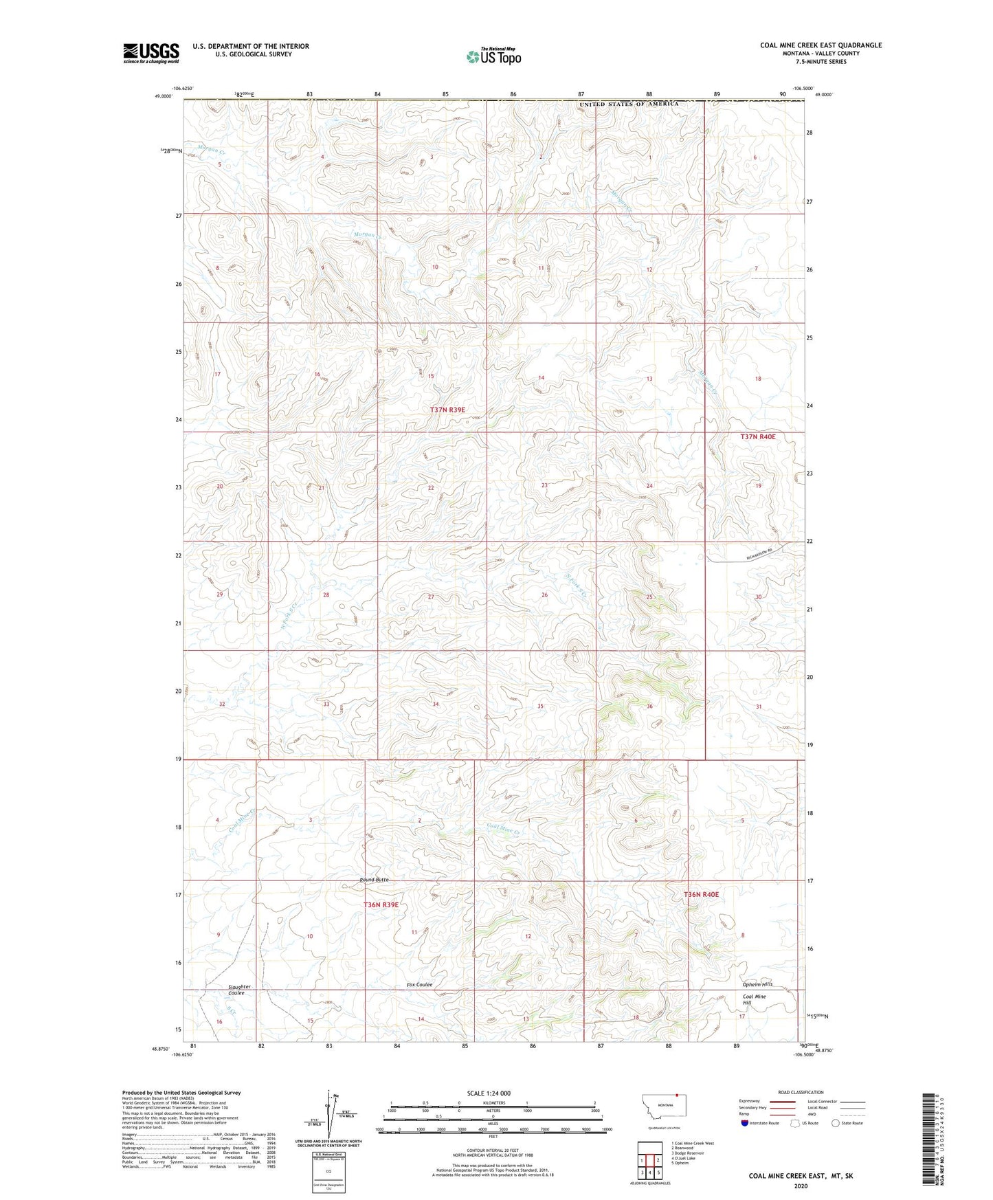 Coal Mine Creek East Montana US Topo Map Image