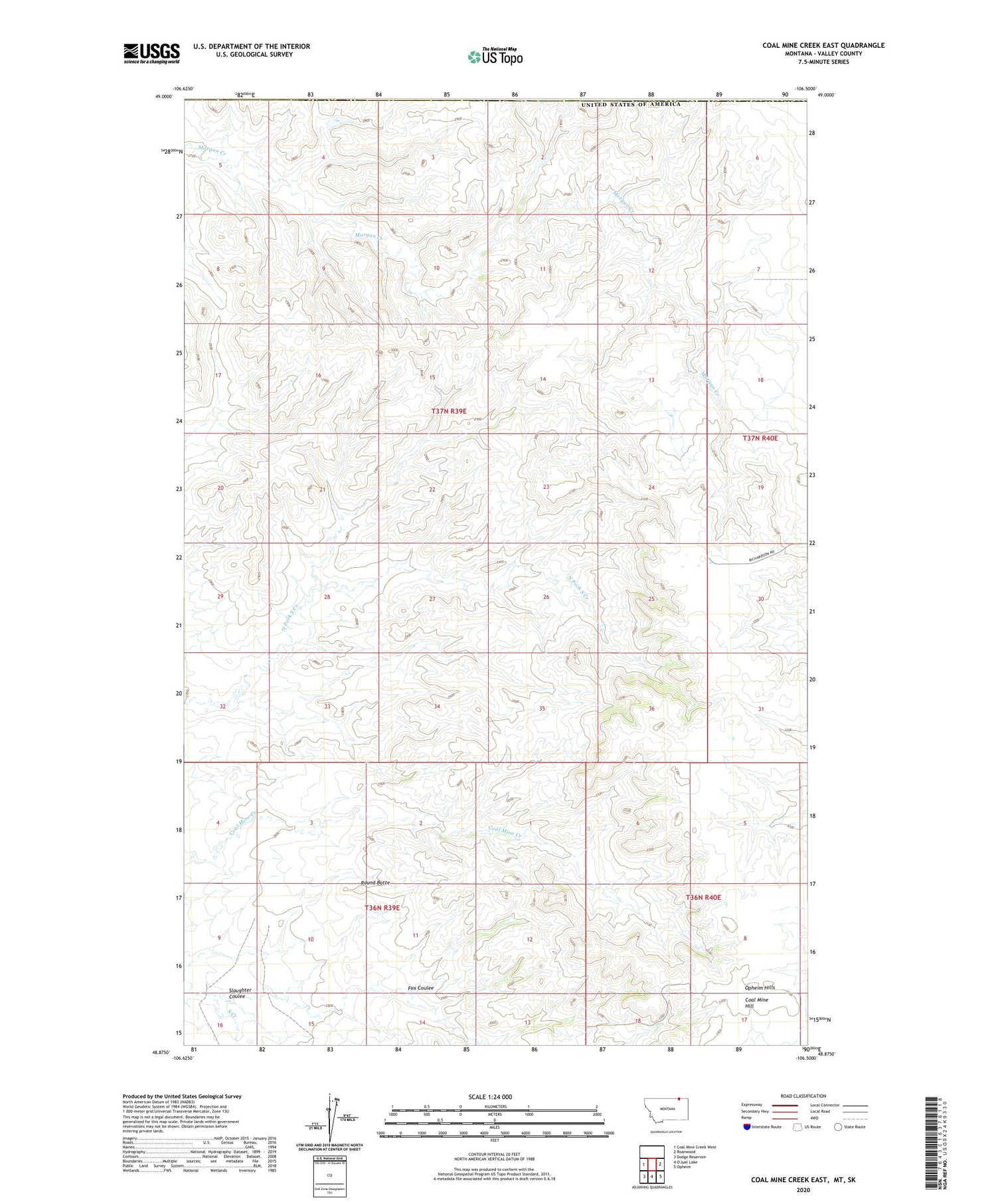 Coal Mine Creek East Montana US Topo Map Image