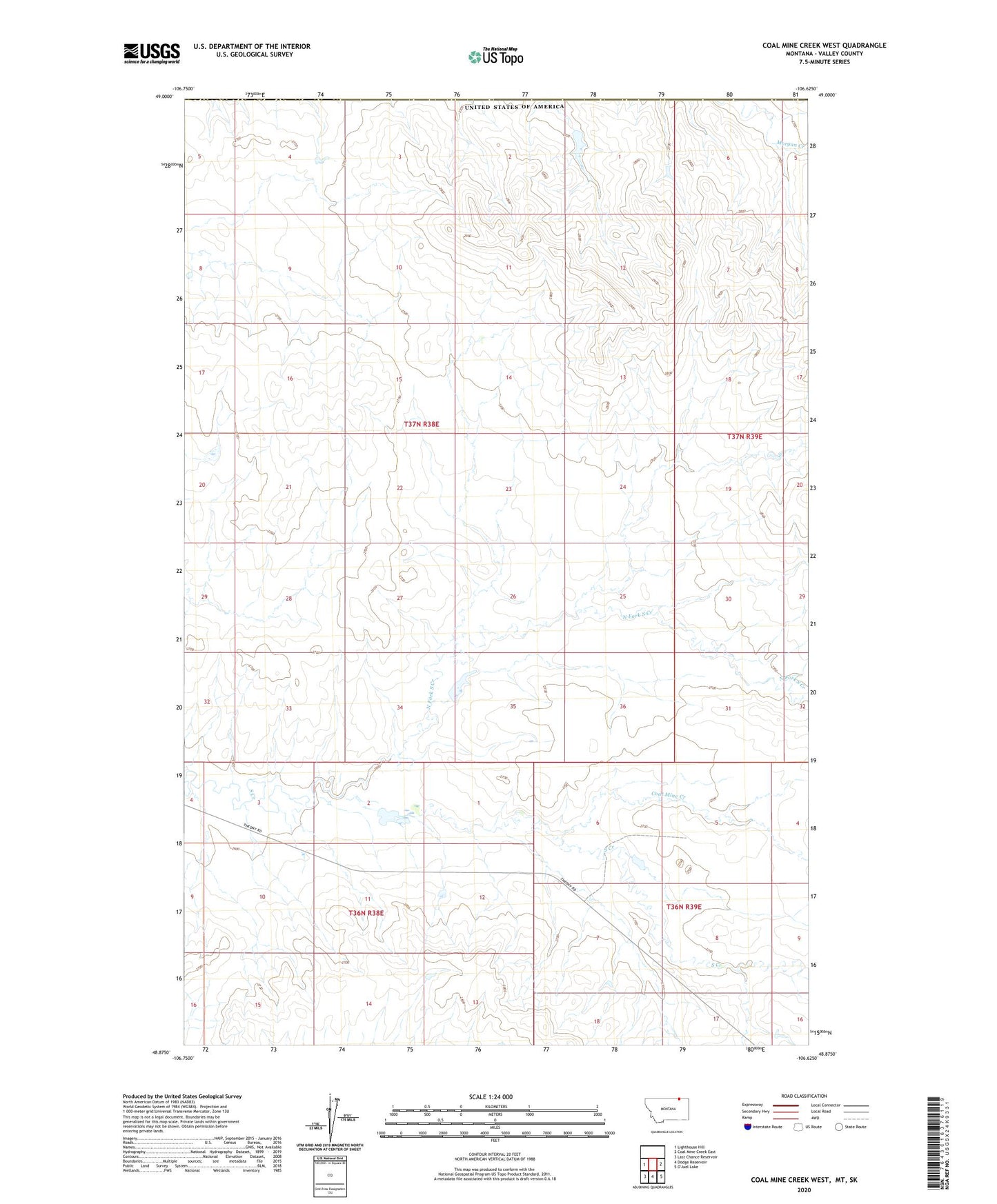 Coal Mine Creek West Montana US Topo Map Image