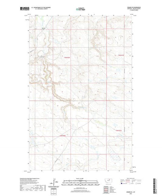 Coburg SE Montana US Topo Map Image