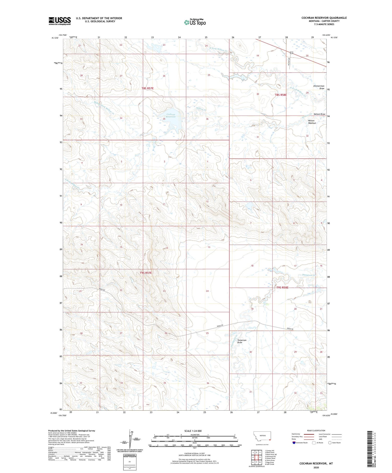 Cochran Reservoir Montana US Topo Map Image