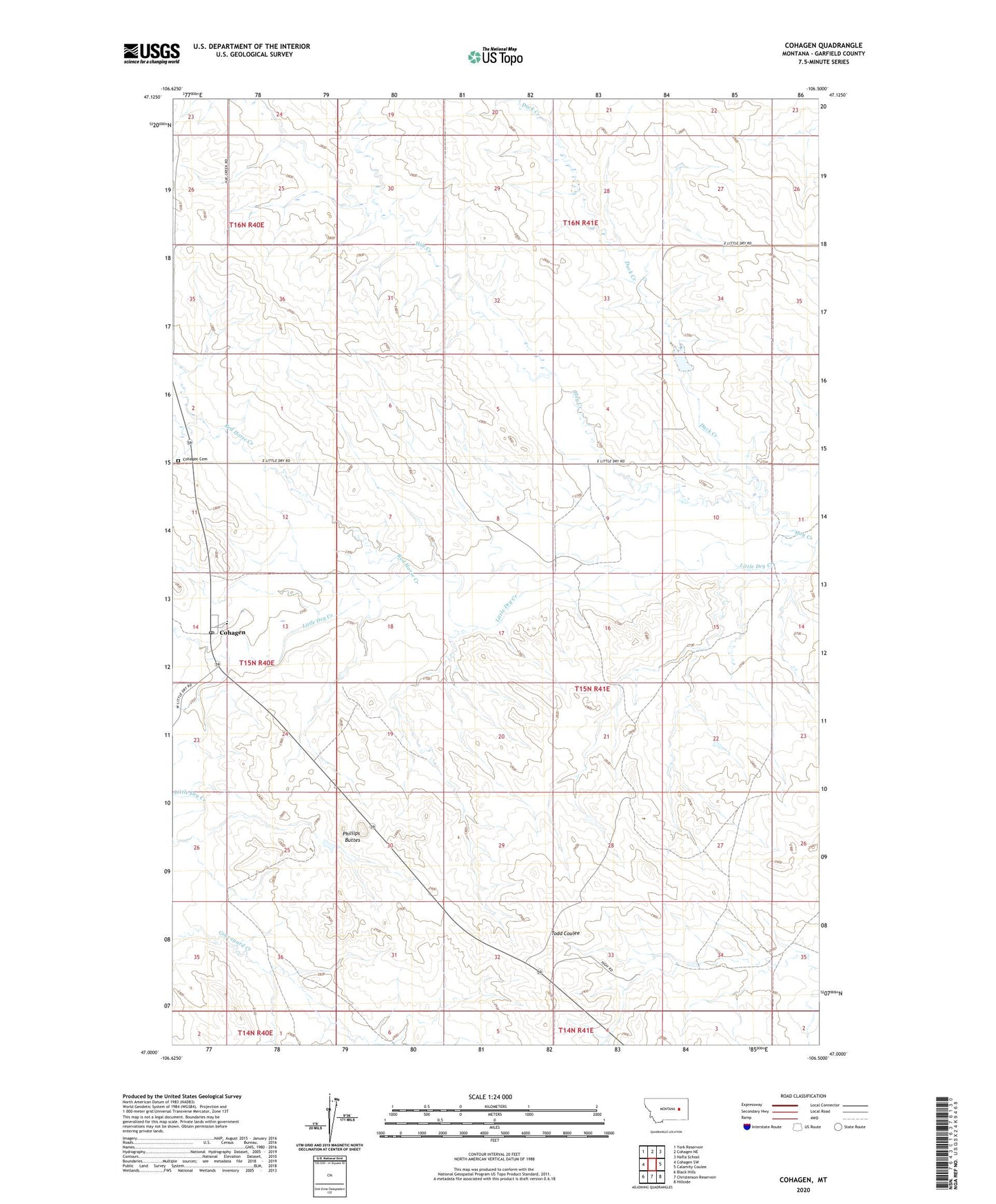 Cohagen Montana US Topo Map Image