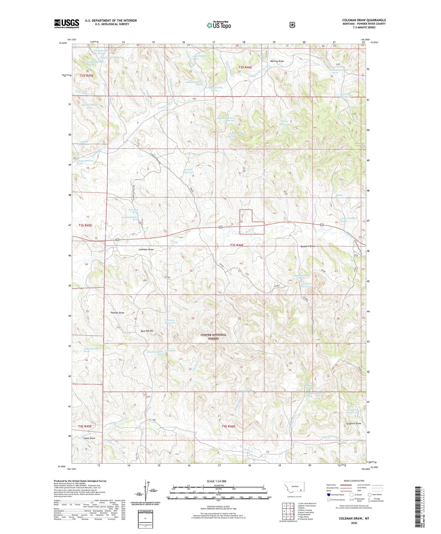 Coleman Draw Montana US Topo Map Image