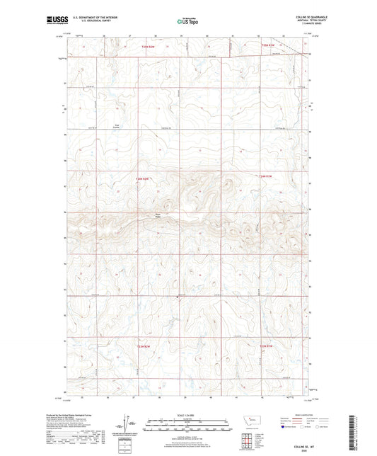Collins SE Montana US Topo Map Image