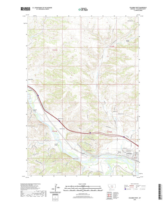 Columbus West Montana US Topo Map Image