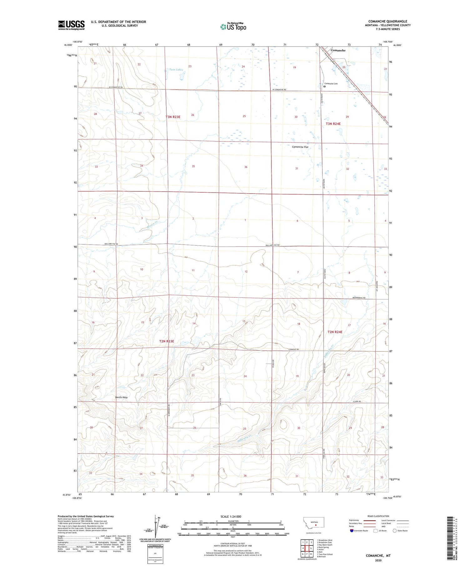 Comanche Montana US Topo Map Image