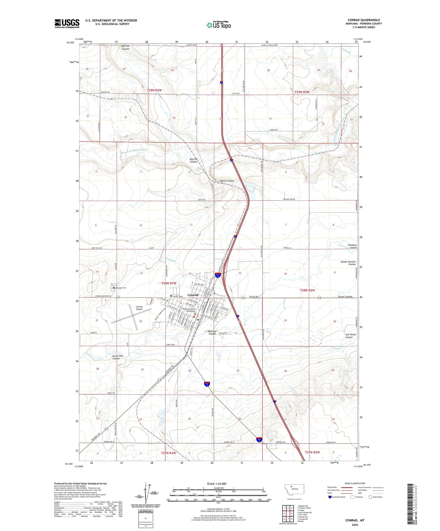 Conrad Montana US Topo Map Image