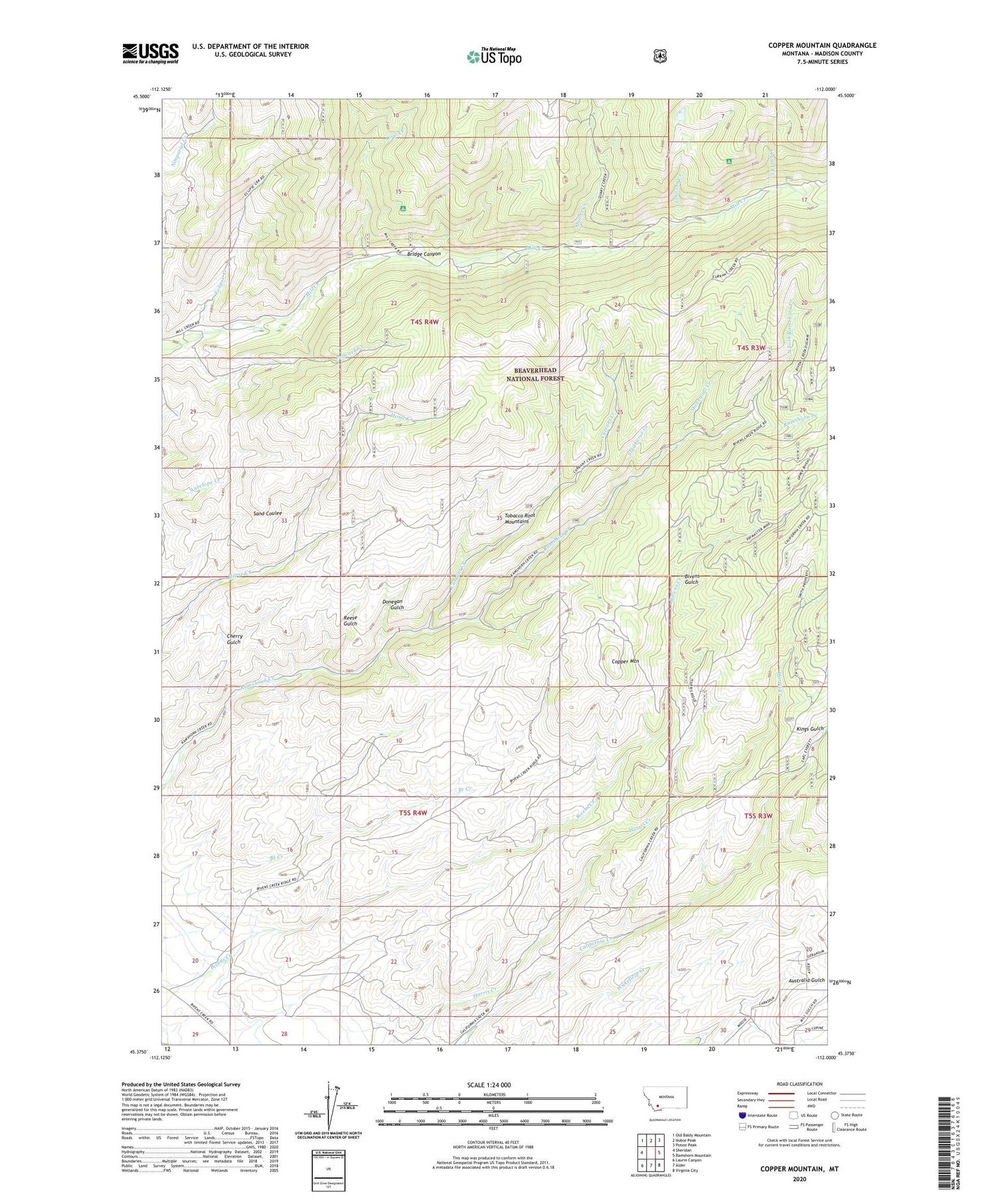 Copper Mountain Montana US Topo Map Image