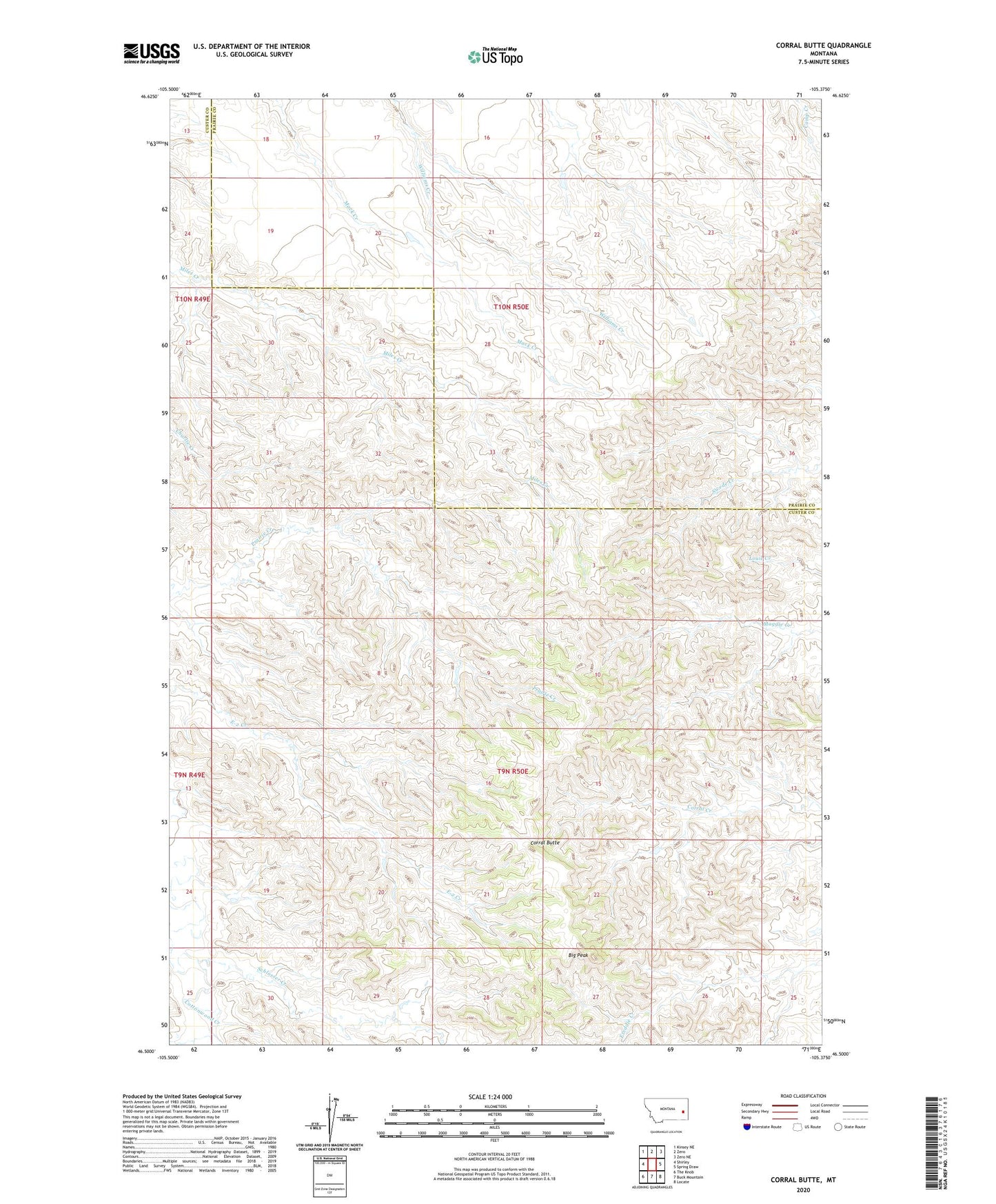 Corral Butte Montana US Topo Map Image