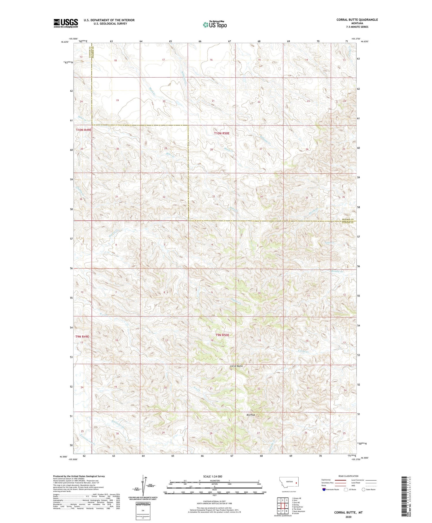 Corral Butte Montana US Topo Map Image