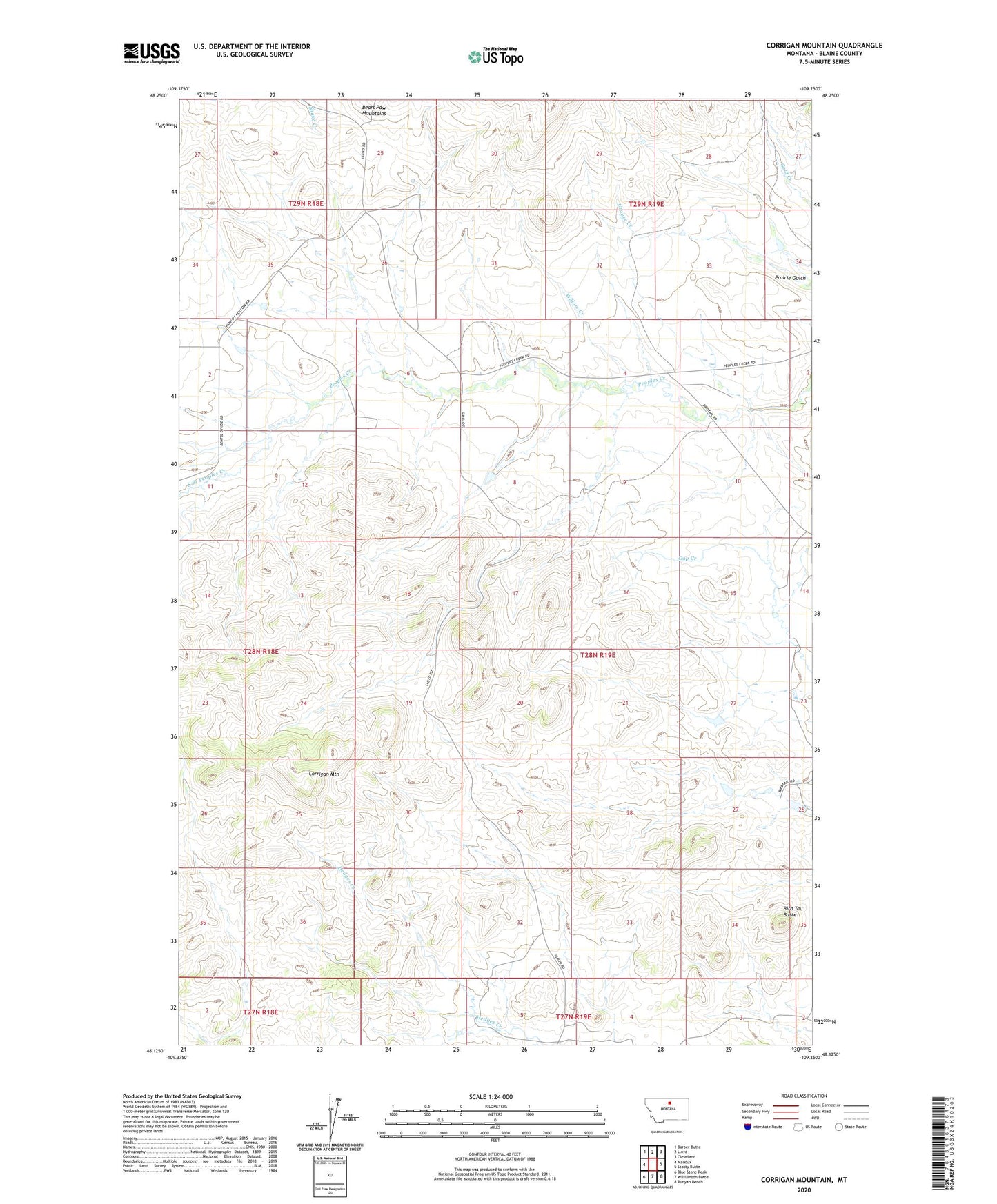 Corrigan Mountain Montana US Topo Map Image