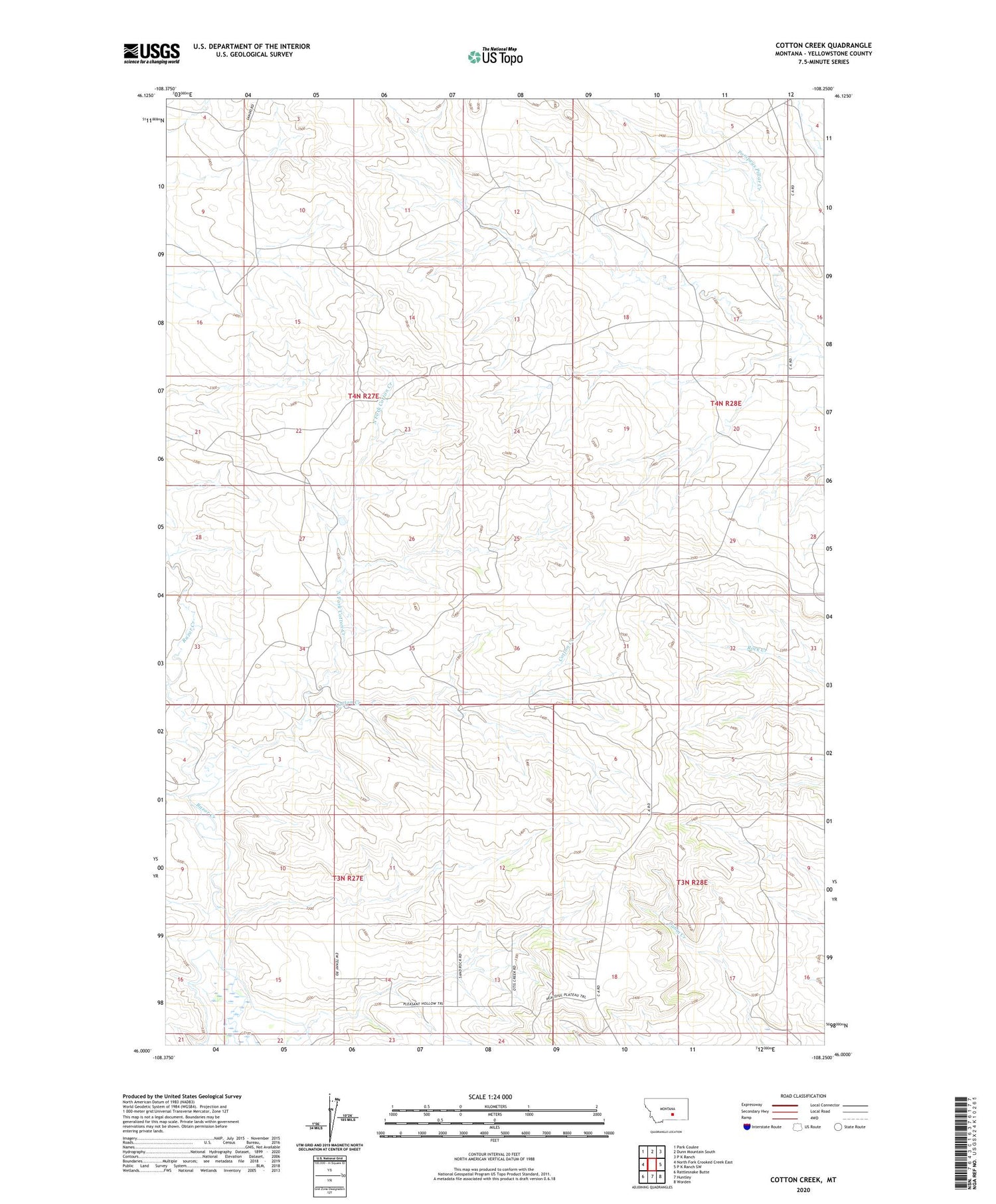 Cotton Creek Montana US Topo Map Image