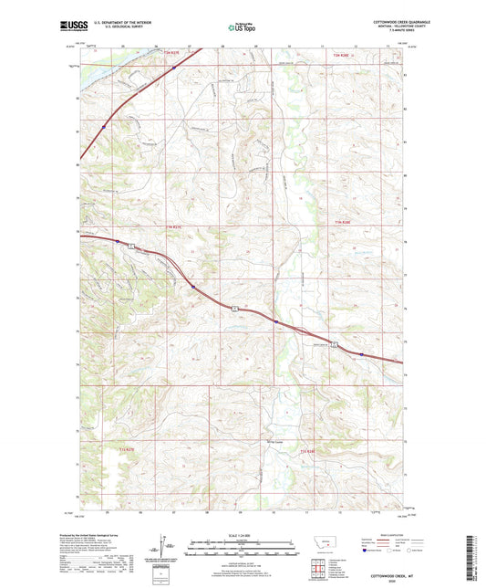 Cottonwood Creek Montana US Topo Map Image