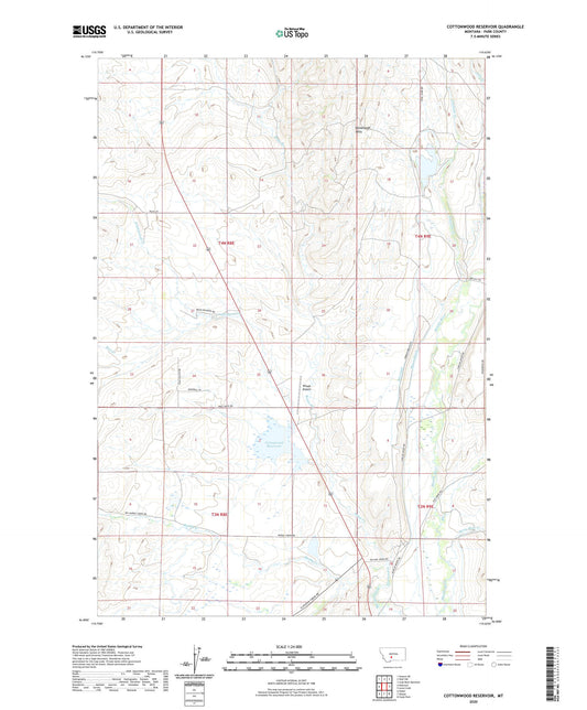 Cottonwood Reservoir Montana US Topo Map Image