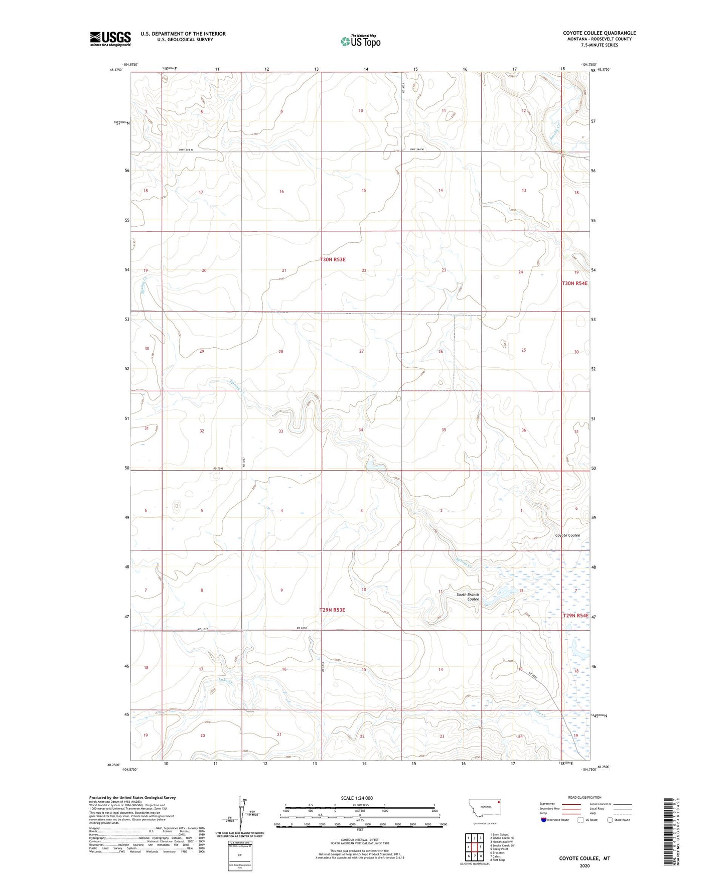 Coyote Coulee Montana US Topo Map Image