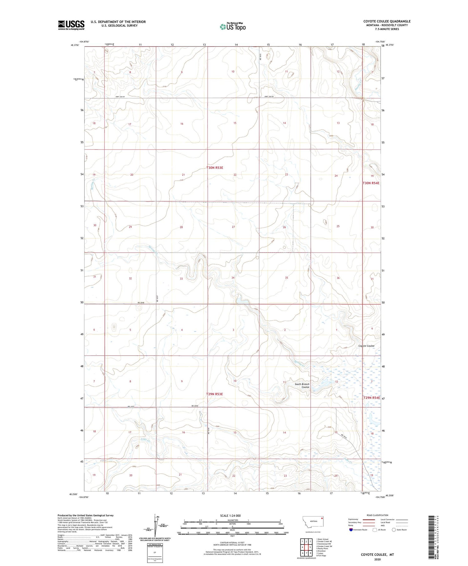 Coyote Coulee Montana US Topo Map Image