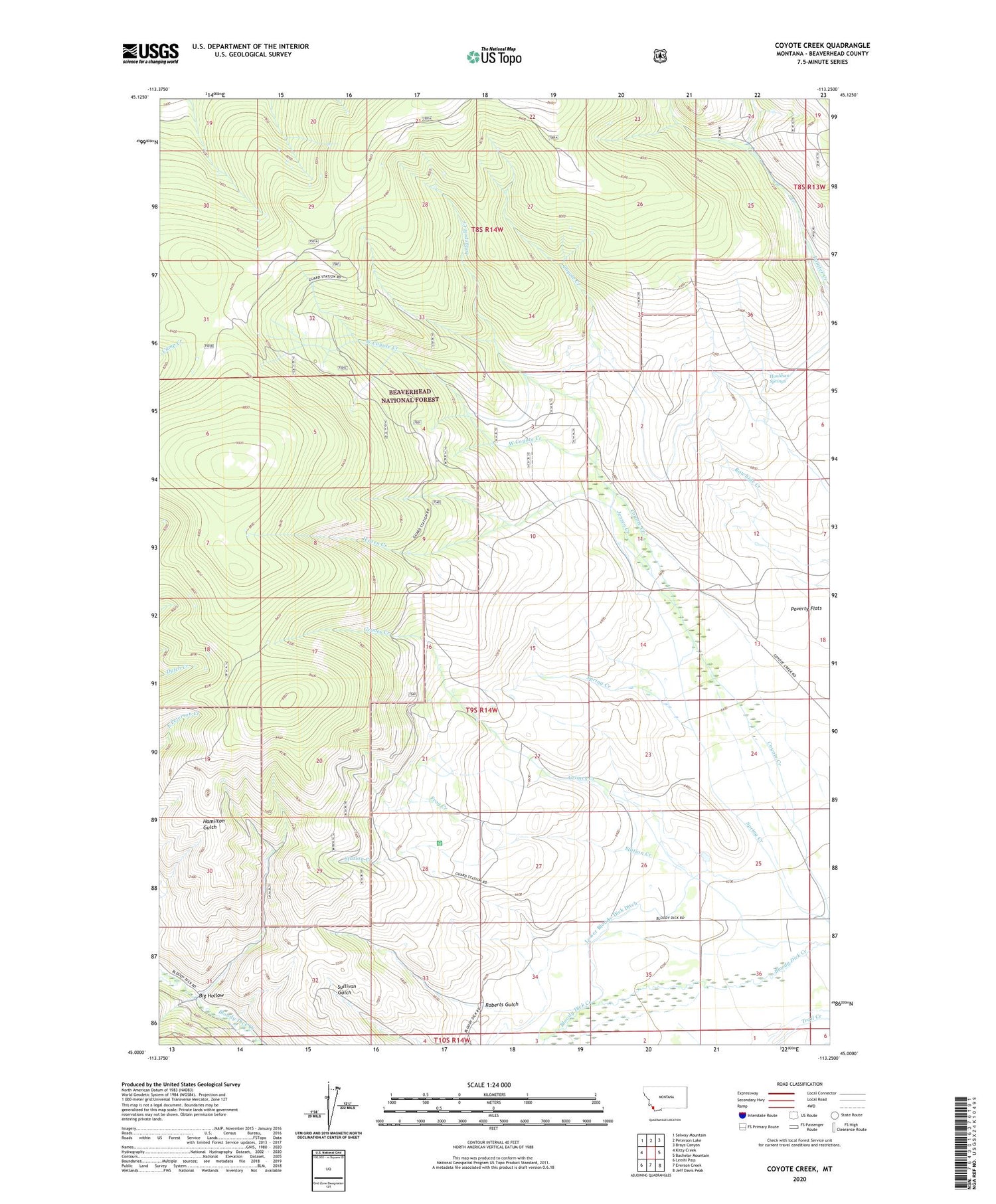 Coyote Creek Montana US Topo Map Image